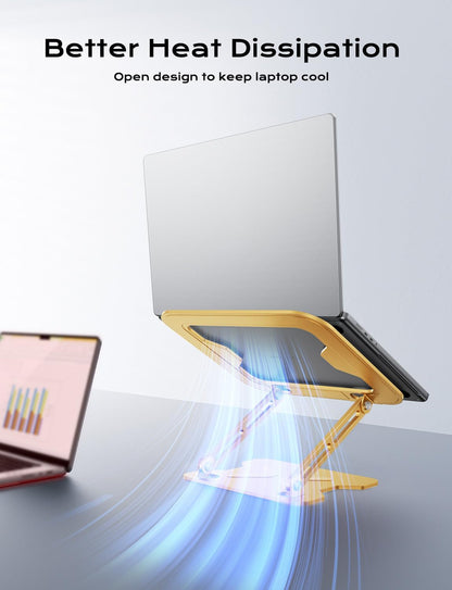 JCZT Adjustable Laptop Stand for Desk, Metal Foldable Laptop Riser, Portable Laptop Holder Mount, Ventilated Cooling Computer Notebook Stand for MacBook Air Pro, All 10-16'' Notebooks Laptops, Pink