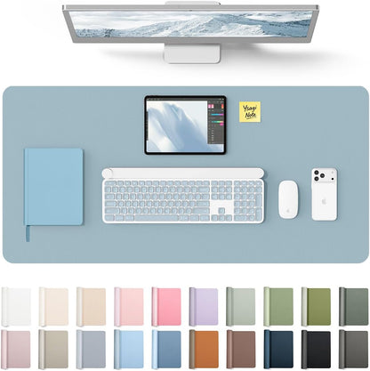 YSAGi Leather Desk Pad Protector, Office Desk Mat, Large Mouse Pad, Non-Slip PU Leather Desk Blotter, Waterproof Laptop Desk Writing Pad for Office and Home (23.6" x 13.8", Eggshell) - Colors B