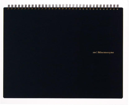Maruman Mnemosyne Grid Notebook- Horizontal A4 Layout, 8.27" x 11.69", 70 Sheets / 140 Pages, 5mm Graph Paper Journal, Perforated Pages & Wire-Bound to Lay Flat, Black, Made in Japan