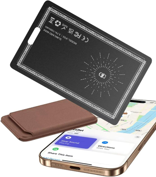 Wallet Tracker Card, for Apple Find My Ultra Thin and Rechargeable Tracker Tags Bluetooth Wallet Finder IP68 Waterproof Tracker Item Finder for Keys, Bags, Passport [Apple MFi Certified]