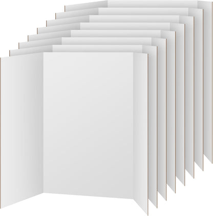 VinTS 8 PCS 36" x 48" Trifold Poster Board White Trifold Foldable Display Poster Board for School Projects, Science Fair,Graduation Exhibitions