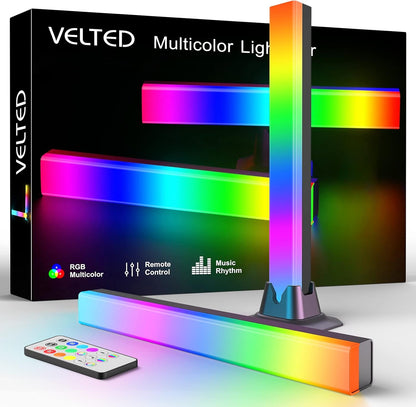velted RGB Light Bar, Music Sync RGB IC LED Lights Bars, USB Powered Ambient Lighting, Remote Control Color Changing Gaming TV Backlight, 8 Dynamic Modes for PC Room Monitor Desk