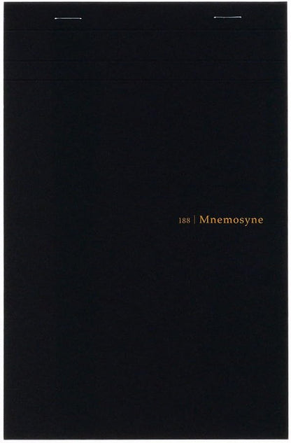 Maruman Mnemosyne Lined Notebook- Vertical A5, 5.83" x 8.27", 70 Sheets / 140 Pages, 7mm College Ruled With Center Line Journal, Perforated Pages & Wire-Bound to Lay Flat, Black, Made in Japan - Colors A