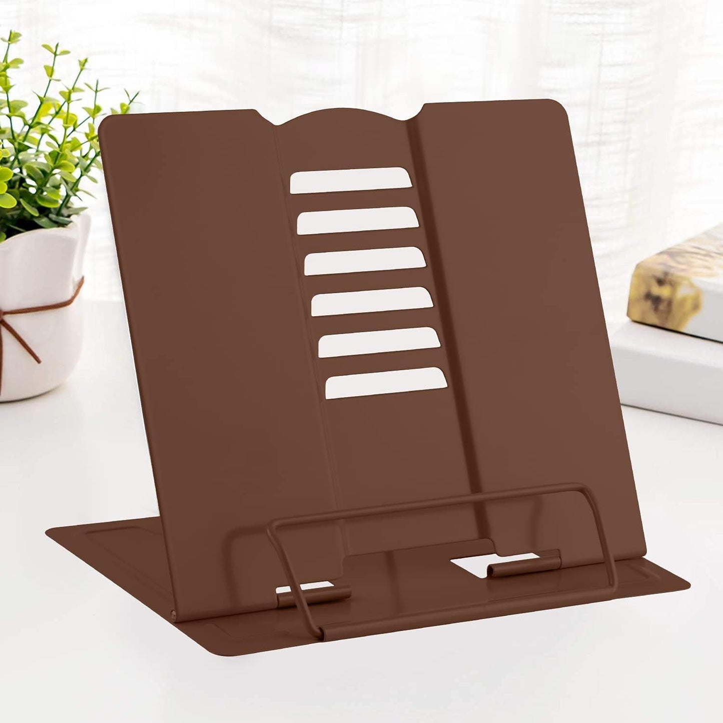 MSDADA Desk Book Stand Metal Reading Rest Book Holder Adjustable Cookbook Documents Holder Bookstands for Recipes Textbook Music Books, the First Day of School Gift for Students, Teachers (Light Blue)