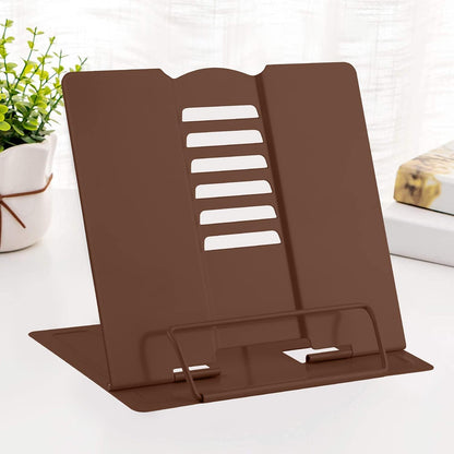 MSDADA Desk Book Stand Metal Reading Rest Book Holder Adjustable Cookbook Documents Holder Bookstands for Recipes Textbook Music Books, the First Day of School Gift for Students, Teachers (Light Blue)