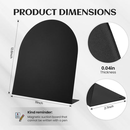 2 Pack Magnet Board 12.6x11 Inch Magnetic Display Board Black Metal with Stand for Home School Kitchen Office