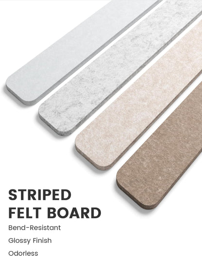 Fluxynara Cork Board Alternative Felt Strip Board 8-Pack 13"x2", Office Pin Board with 50 Push Pins, Adhesive Install for Bedroom Door & Home Office(Linen Dusk)