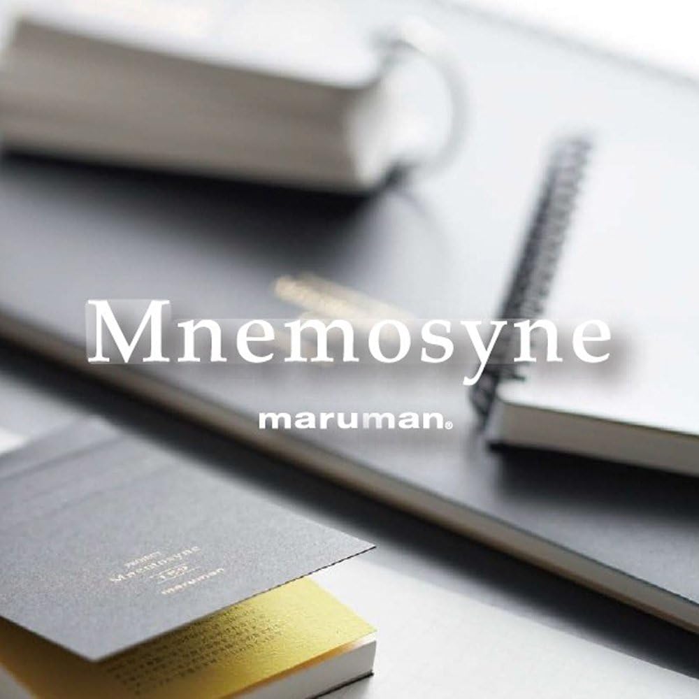 Maruman Mnemosyne Lined Notebook- Vertical A5, 5.83" x 8.27", 70 Sheets / 140 Pages, 7mm College Ruled With Center Line Journal, Perforated Pages & Wire-Bound to Lay Flat, Black, Made in Japan - Colors B