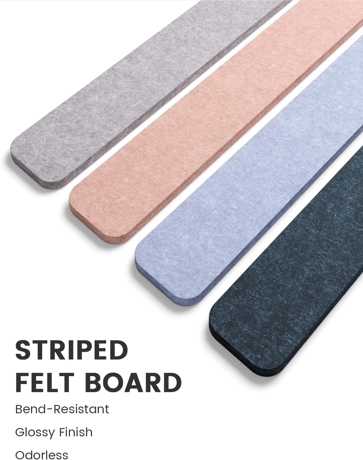 Fluxynara Cork Board Alternative Felt Strip Board 8-Pack 13"x2", Office Pin Board with 50 Push Pins, Adhesive Install for Bedroom Door & Home Office(Linen Dusk)
