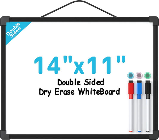 MaxGear Double-Sided Dry Erase Board for Wall, 16"x12" Hanging Whiteboard, Small Dry Erase White Board with 3 Markers and 4 Magnets, Portable Whiteboard for Planning, Drawing, Memo, to Do List