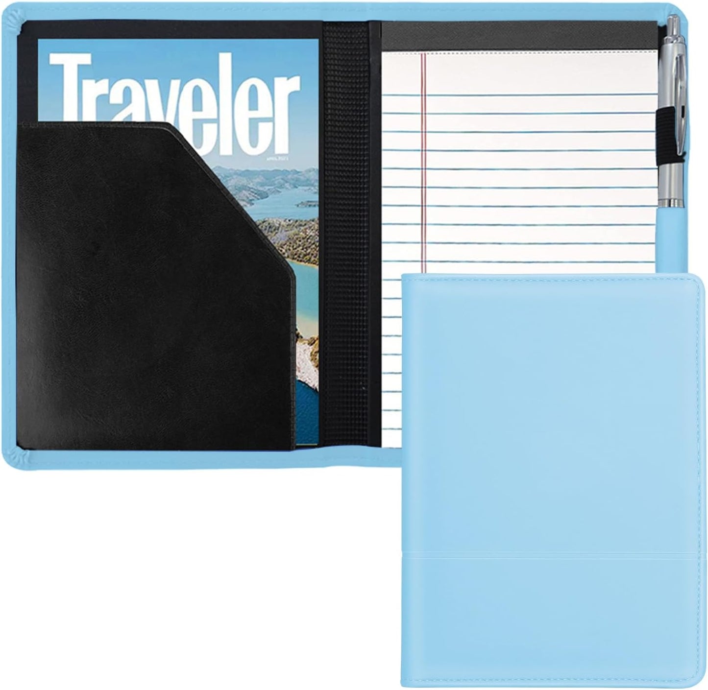 Padfolio/Portfolio Binder, Mini Padfolio Portfolio Binder 5 x 8 Legal Writing Pad, A5 Document Organizer Folder for Men Women, Black
