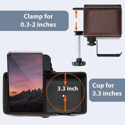 Desk Cup Holder Clip on Pen Holder Headphone Hanger Headset Stand Rotatable Clamp Hook Under Desk (Black)