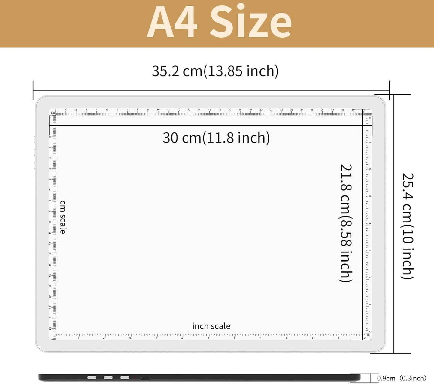 YINGWOND Rechargeable A4 Light Box for Tracing,Ultra-Thin 9000LUX Super Bright Wireless Light Pad with Adjustable Brightness Color,13.9x10 in Light Board for Diamond Painting Drawing Sketching