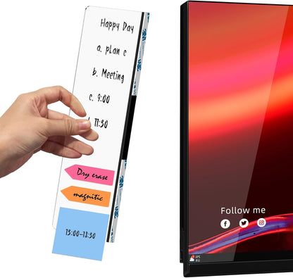 Crpich Large Transparent Memo Board – 13.2" x 3.3", 1 Pack Clear Acrylic Monitor Side Panel with 3M Adhesive, Sticky Note Holder for Office Desk