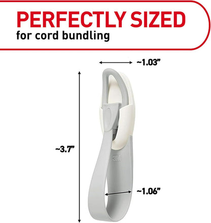 Command Cord Bundlers, Plastic, Damage-Free Organizer, No Tools for Electrical Cables, 6 Gray Bundlers and 12 Strips