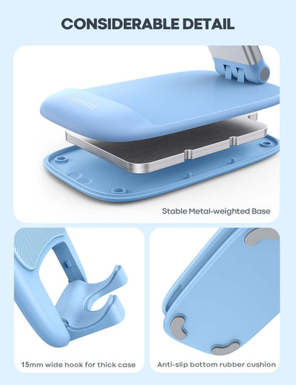 Lamicall Cell Phone Stand for Desk - [Height Adjustable] Foldable Mobile Phone Holder, Portable Stand for iPhone 17 16 15 14 13 12 11 Pro Max Plus Air, Galaxy S25, Office Gift, Telephone Accessories