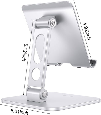 OMOTON Upgraded Adjustable Tablet Stand Holder, Heavy Duty Foldable Portable Monitor Stand, Travel Essentials for iPad Pro/Air/Mini, Surface Pro, 4.7''-15.6', Black