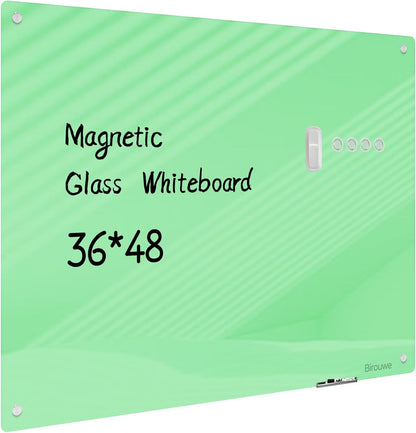 Magnetic Glass Whiteboard - Glass Dry Erase Board 48"x36" Large Frameless Board for Walls Office School and Home