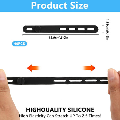 25 Pcs Silicone Cable Ties, Reusable Cable Straps Wire Organizer, Cable Management Cord Organizer for Fastening Earphone Phone Charger Home Office Desk Kitchen Appliances Cable Cords Wires