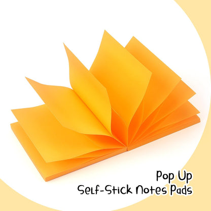 Osboo Sticky Notes 3x3 Pop Up Self-Stick Notes Pads with 6 Bright Colors, Easy to Post for Office, School, Home, 6 Pads/Pack, 100 Sheets/Pad(Pop Up)