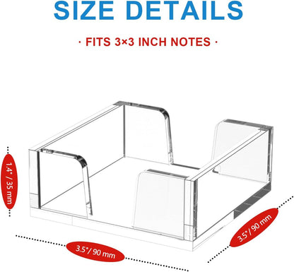 WINFFOR Acrylic Notepad Holder Dispenser - 3x3 in Sticky Note Memo Holder for Desk Organizer (W/O Pads) Office Desk Accessories School Supplies, Crystal Clear