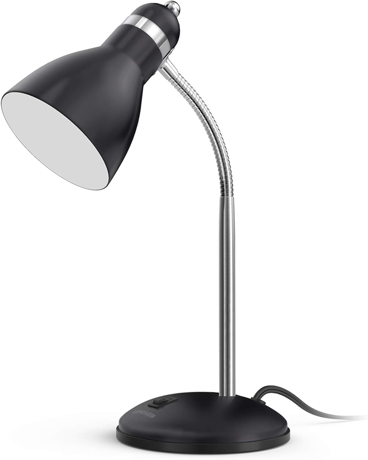 LEPOWER Metal Desk Lamp, Eye-Caring Table Lamp, Study Lamps with Flexible Goose Neck for Bedroom, Home Office (Matte Black)