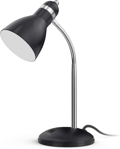 LEPOWER Metal Desk Lamp, Eye-Caring Table Lamp, Study Lamps with Flexible Goose Neck for Bedroom, Home Office (Matte Black)
