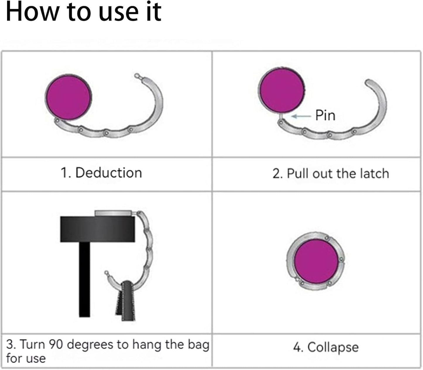 6 PCS Handbag Hooks for Tables,Portable Hook,for Purse Bag Hanger Portable Handbag Folding Hanger Holder Hook for Hanging Crystal Alloy Magic Hooks (Style 2)