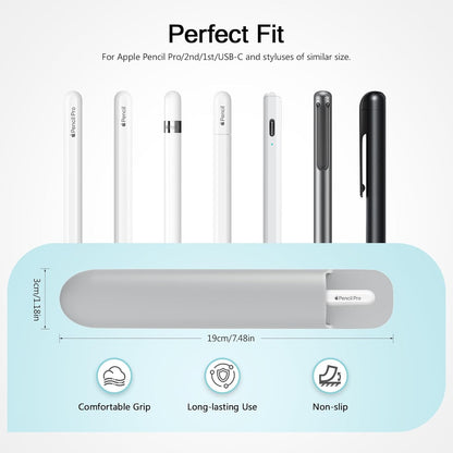 MoKo Pencil Case Holder, Adhesive Silicone Pencil Protected Sleeve Compatible with Apple Pencil Pro/ (USB-C)/ 1st/ 2nd Generation, Similarly Sized Styluses Accessories, Black