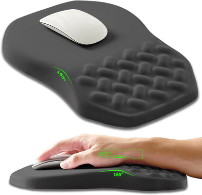 Ergonomic Slope Mouse Pad Wrist Support, Wrist Rest Mousepad for Carpal Tunnel Pain Relief with Massage Bulge and Slow Rebound Memory Foam (12x8 inch, Black)