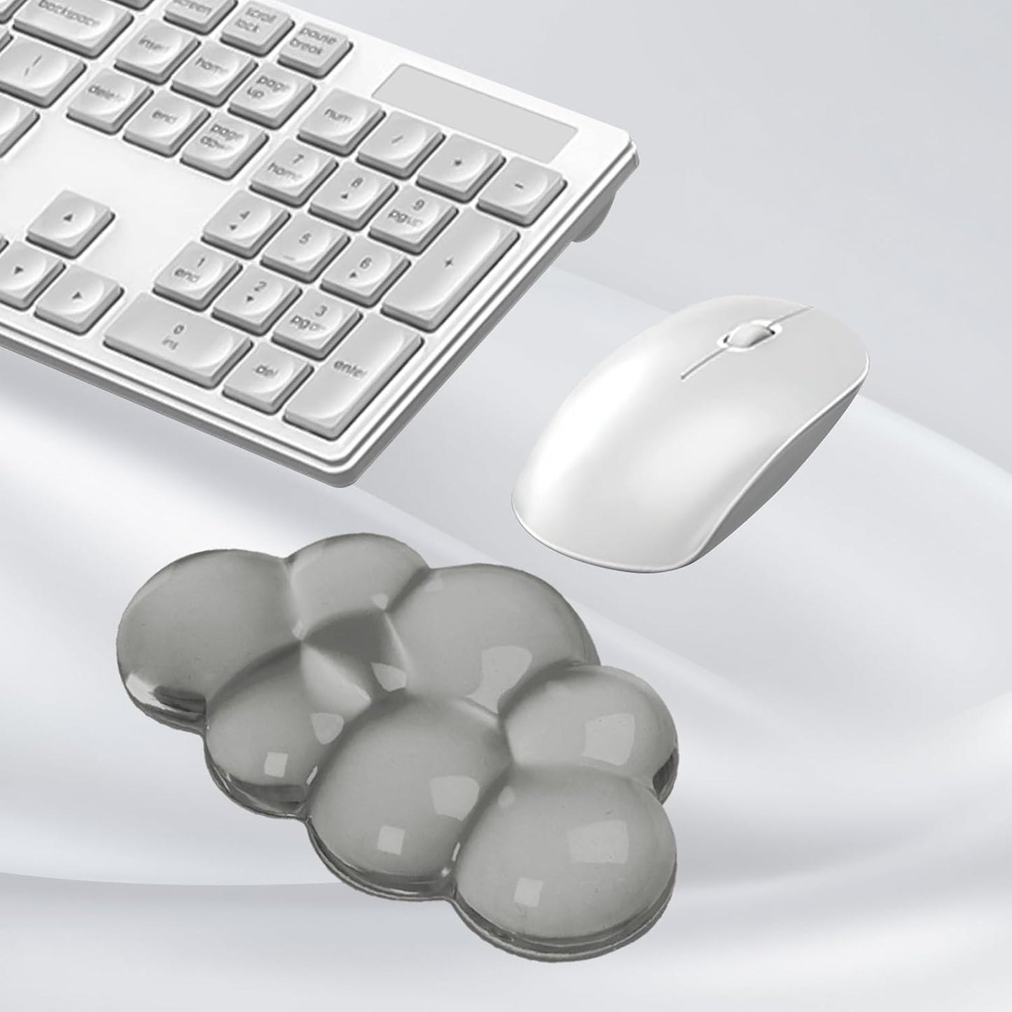 Gel Cloud Keyboard and Mouse Wrist Rest, Cute Wrist Support and Arm Support Keyboard Rest for Keyboard and Mouse Typing Pain Relief，Suitable for Office/Computer/Laptop/Gaming（White）