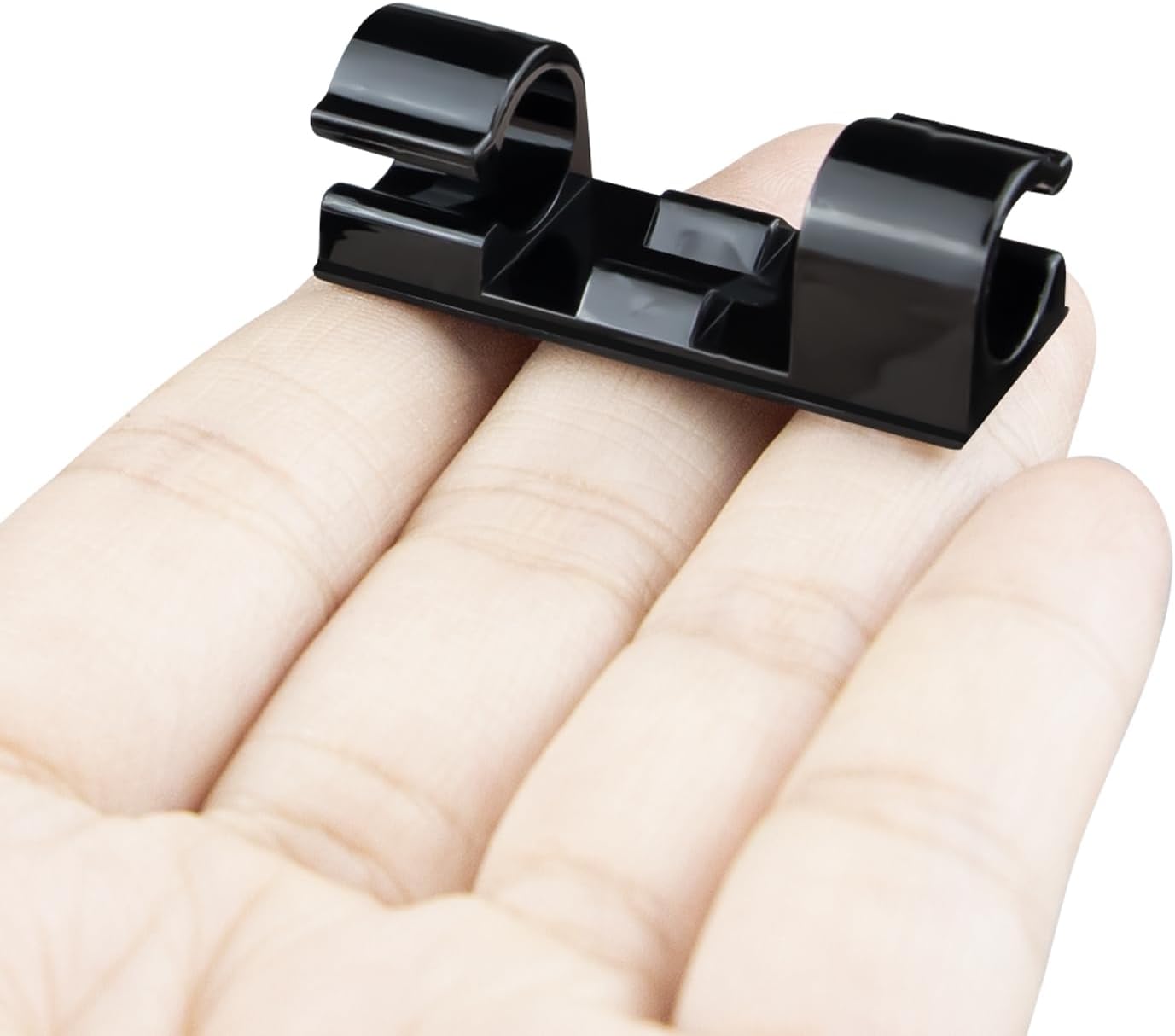 SOULWIT 50 Pcs Self Adhesive Cable Management Clips, Cable Organizers Sticky Wire Clips Cord Holder for TV PC Laptop Ethernet Cable Desktop Home Office (Transparent)
