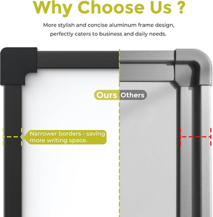 MaxGear Double-Sided Dry Erase Board for Wall, 16"x12" Hanging Whiteboard, Small Dry Erase White Board with 3 Markers and 4 Magnets, Portable Whiteboard for Planning, Drawing, Memo, to Do List