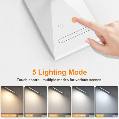 Vansuny Clip on Light LED Desk Lamp with Eye-Caring LED Light and Metal Clip, 6 Level Brightness 3 Color Modes, Power by USB Port 5W Adjustable Neck Reading Lamp for Home and Office (5W, Black)