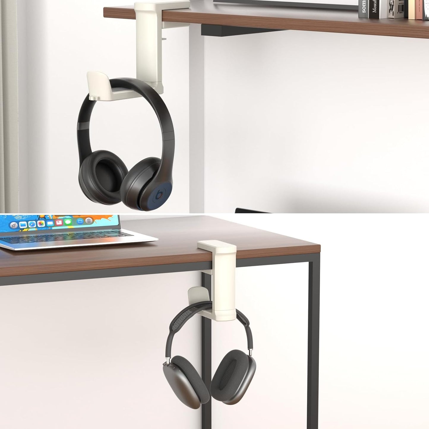 Headphone Hook - Adjustable Clamp-on Headphone Holder, Under Desk Gaming Headset Holder Mount Hook with Rotating Clamp (Black)