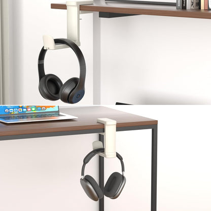 Headphone Hook - Adjustable Clamp-on Headphone Holder, Under Desk Gaming Headset Holder Mount Hook with Rotating Clamp (Black)