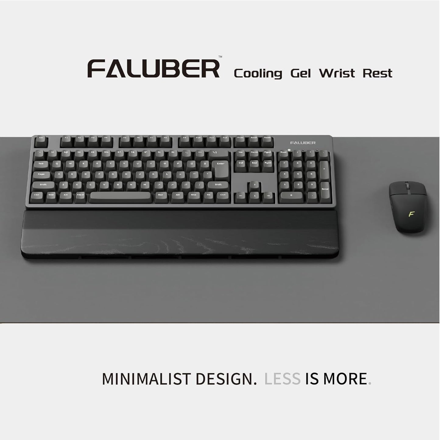 Faluber Wooden Wrist Rest, 17.3-inch Length and 20mm Thickness for Full-Sized Keyboard, Palm Rest, Ergonomic Design for Mechanical Gaming Keyboard, Wipe Clean (Fullsize-440mm, Walnut Wood)