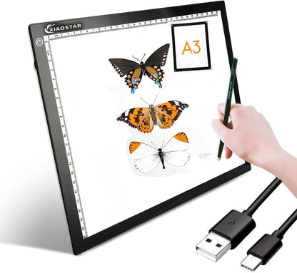 XIAOSTAR Light Box Drawing Pad A5, Tracing Board with Micro USB Cord Charge Cable and Brightness Adjustable for Artists, AnimationDrawing, Sketching, Animation, X-ray Viewing (A5) Not Rechargeable