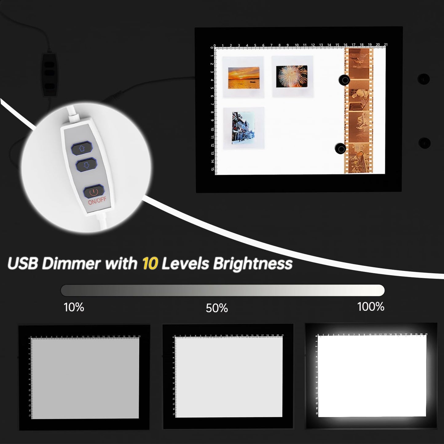 Slide Viewer Light Box 5600K 12”x8” Ultra-Thin Adjustable Brightness Backlight for Slides and Film Negative Scanning