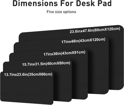 Aothia Non-Slip Waterproof PU Leather Desk Pad Protector for Mouse, Writing Desk, Office, Home, Laptop Blotter, 23.6" x 13.7", Black - Colors A