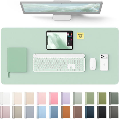 YSAGi Leather Desk Pad Protector, Office Desk Mat, Large Mouse Pad, Non-Slip PU Leather Desk Blotter, Waterproof Laptop Desk Writing Pad for Office and Home (23.6" x 13.8", Eggshell) - Colors A