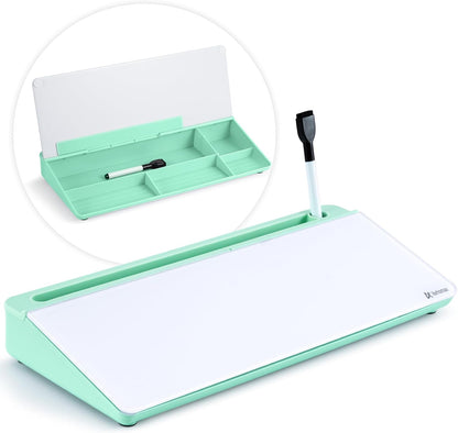 Varhomax Glass Weekly Planner Desk White Board, Desktop Calendar Whiteboard with Storage, to Do List Memo Caddy for Home Office and School Supplies, Black