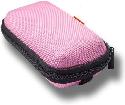 Earphone Earbud Carrying Case Holder - Lightweight Mini Universal Storage Pouch Bag for Wired Earbuds, Airpods, Bluetooth Headset, Wall Charger Adapter, USB Cable, Cell Phone Accessories - Pink