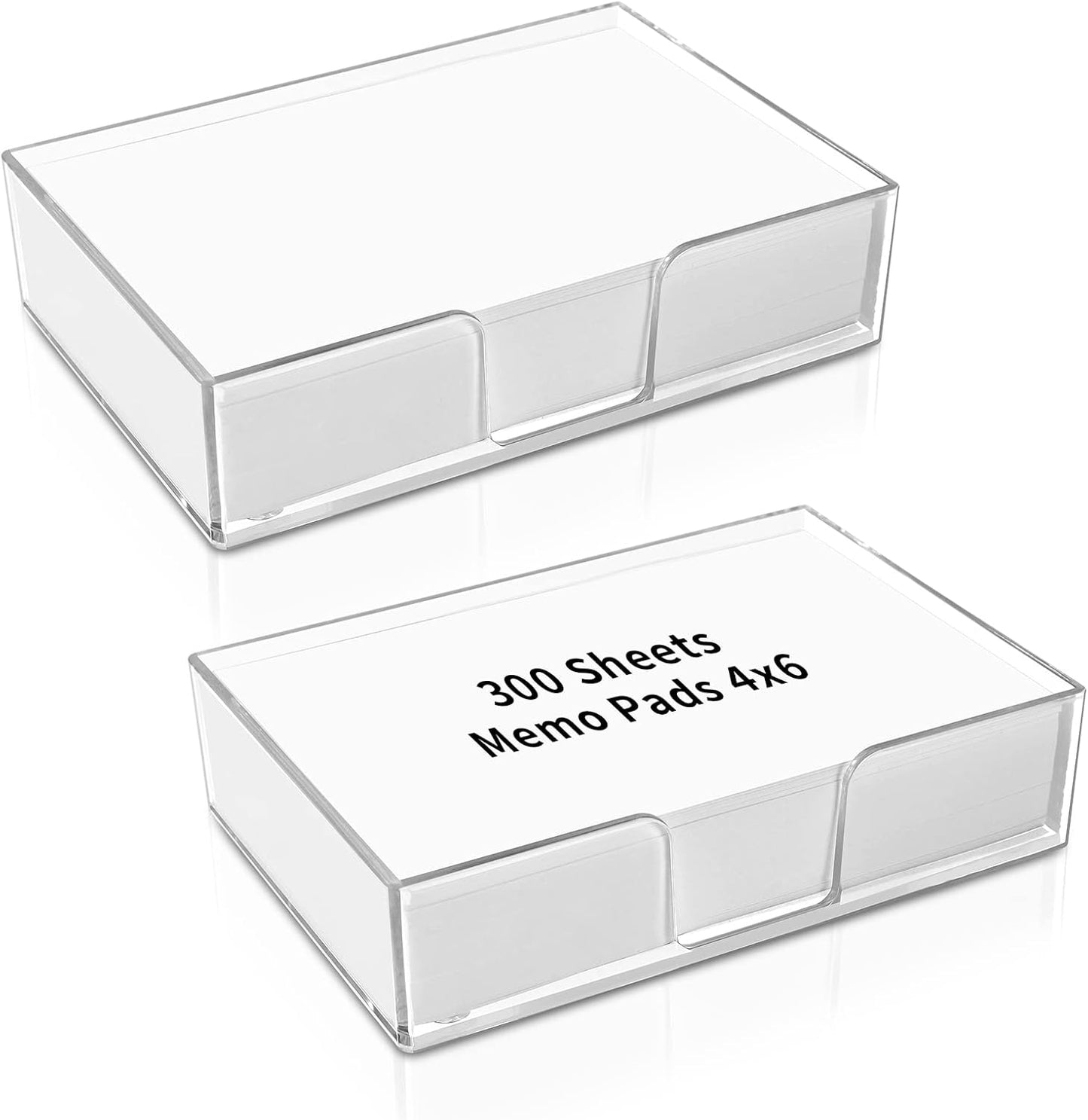 300 Sheet 4x6 Memo Holder Desk Notepad Tray Pad Paper Memo Sheets Non Sticky Memo Pads 4x6 Acrylic Notepad Holder for Desk School Organization Planning（Internal Size: 3.97 × 5.78 Inch）