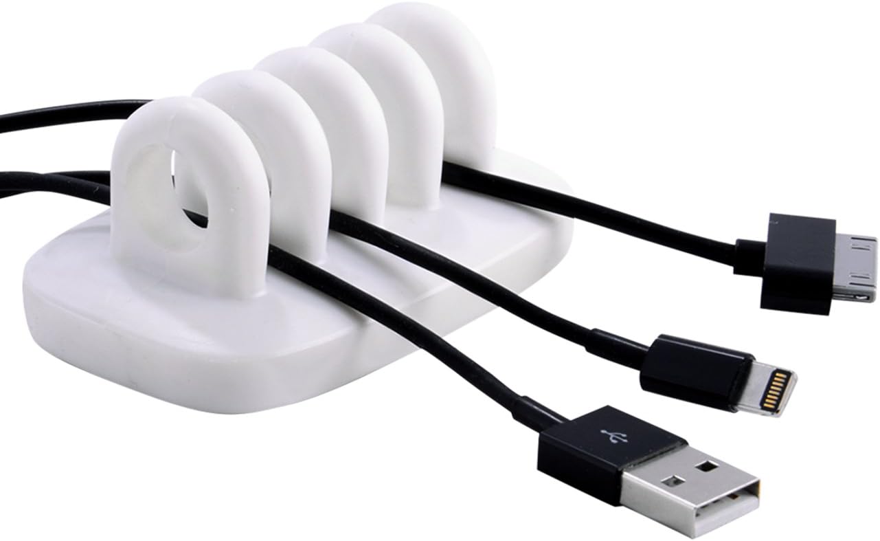 Cable Clip Holder Weighted Desktop Cord Management Fixture (Black)