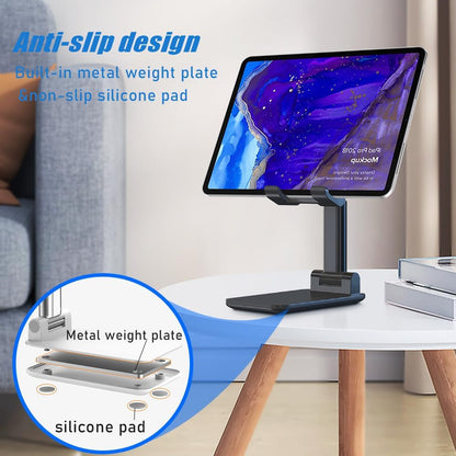 Phone Stand, PhoneHolder for Desk Anti-Slip Cute OfficeAccessories Forldable Cell PhoneHolder Compatible with iPhones, AllMobile Phones, White-Silver, Pro
