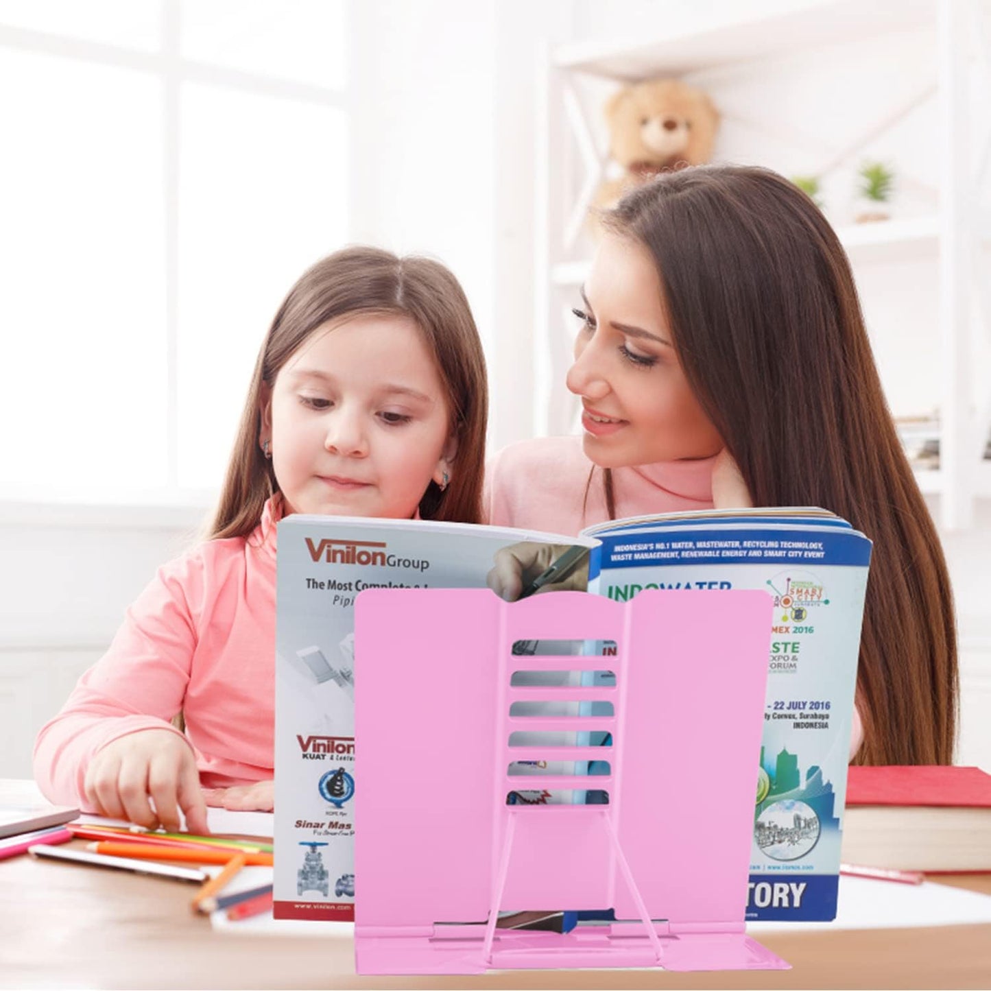 Honagu Book Stand Metal Desk Book Holder, Book Holders for Reading Hands Free, Adjustable Cookbook Documents Holder, Portable Bookstand for Music Books, Textbook, Recipe, Tablet, Ipad (Black)