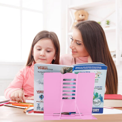 Honagu Book Stand Metal Desk Book Holder, Book Holders for Reading Hands Free, Adjustable Cookbook Documents Holder, Portable Bookstand for Music Books, Textbook, Recipe, Tablet, Ipad (Black)