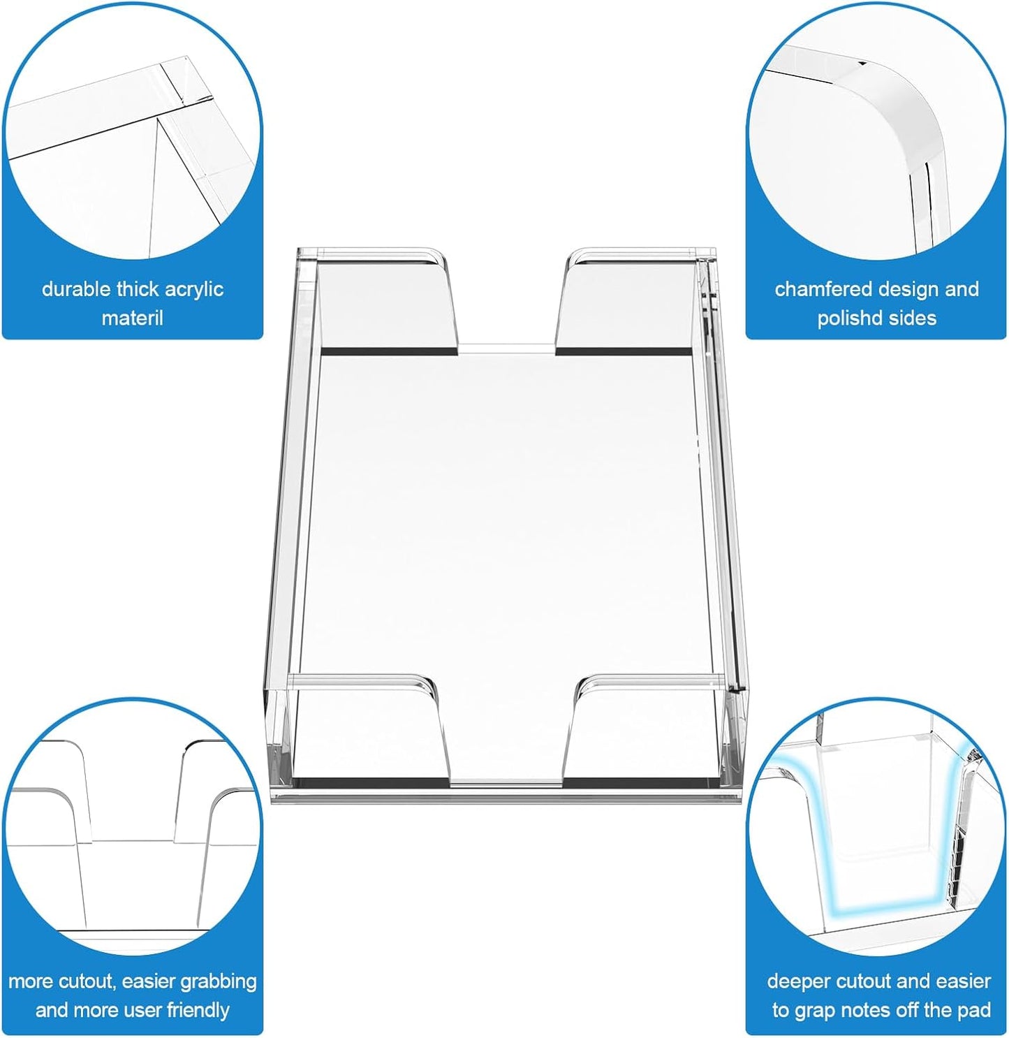 WINFFOR Acrylic Notepad Holder Dispenser - 4x6 in Sticky Note Memo Holder Self-Stick Note Pad Organizer (W/O Pads) Office Desk Accessories School Supplies, Crystal Clear
