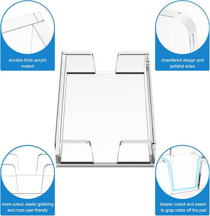 WINFFOR Acrylic Notepad Holder Dispenser - 4x6 in Sticky Note Memo Holder Self-Stick Note Pad Organizer (W/O Pads) Office Desk Accessories School Supplies, Crystal Clear